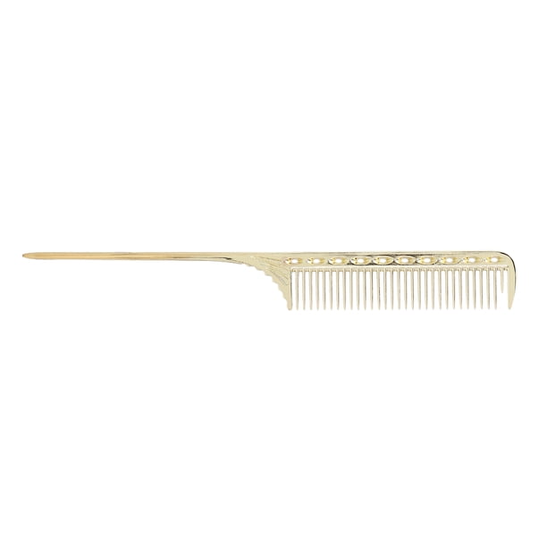 Peine de cola de rata profesional para peluquería, peine de aluminio y metal para peluquero, color dorado