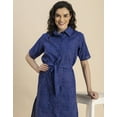 thumbnail image 5 of Moomaya Short Sleeve Spread Collar Cotton Dress - Women's Trendy Shirt Dress, 5 of 9