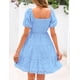 thumbnail image 2 of Vestido PRETTYGARDEN de algodón azul con hombros descubiertos para mujer, 2 of 8