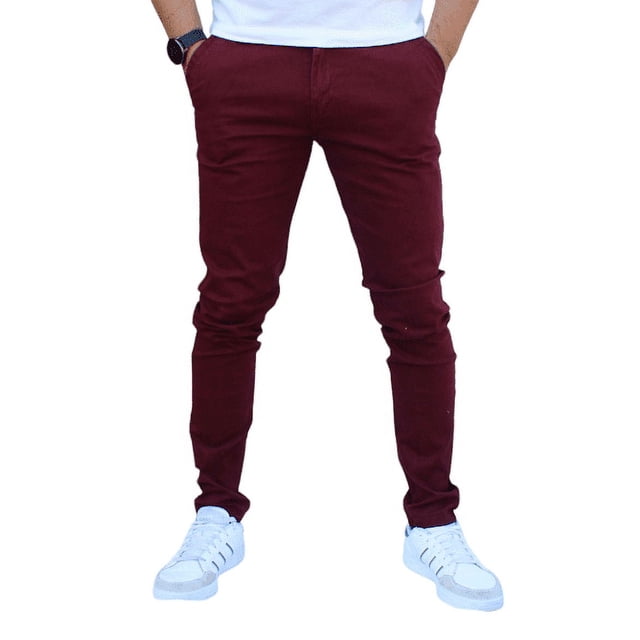 Pantalón skinny de gabardina stretch John Silver Skinny de gabardina color vino