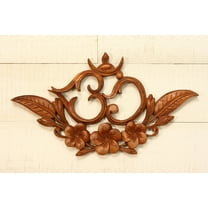 15" Wooden Hand Carved Wall Ohm Om Art Relief Panel Handcrafted Wall Plaque Decorative Home Decor Accent Handmade Wood Decoration Mandala Artwork Floral