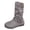 Gray, variant on Womens Boots Round Toe Slouch Flat Heel Boot Casual Slip On Ankle Boots with Adjustable Buckle