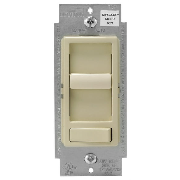 Leviton 6674-P0I SureSlide Universal 150-Watt LED and CFL/600-Watt Incandescent Dimmer, Ivory