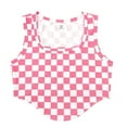 thumbnail image 1 of Sleeveless Top for Girls, Blue Checkerboard Print, Polyester-Spandex Blend, Regular Length, Hand Wash Only, for Spring Summer Casual Wear, 1 of 7