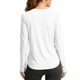 thumbnail image 3 of OIUUAK Womens Long Sleeve Athletic Shirts UV Sun Protection UPF 50+ Quick Dry Workout Yoga Going Out Running Tops Crew Neck, White, 3 of 5