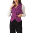 thumbnail image 1 of CHALECO DE TRAJE PARA MUJER INSPIRADOR CHIC, DE DOBLE BOTÓN, CON SOLAPA, VESTIDO ELEGANTE, TALLA L, PÚRPURA OSCURO, 1 of 6