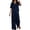 Navy plus size 2 piece set a1, variant on Cagogo Women Plus Size 2 Piece Set Casual Summer Outfits Collared Short Sleeve Shirt Wide Leg Pants Matching Lounge Sets Tracksuits Travel Airport Clothes, Black 2XL