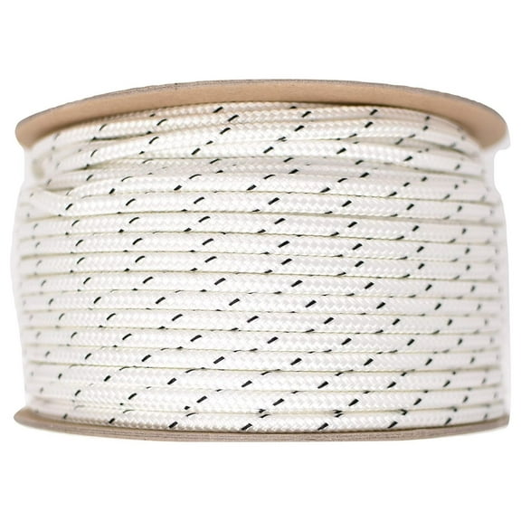 Double Braid Polyester Rope 1/4 Inch by 200 Feet White Black