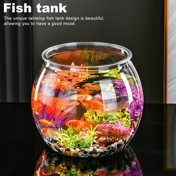 Terrario de escritorio transparente, cuencos redondos multiusos para peces dorados para sala de estar y oficina