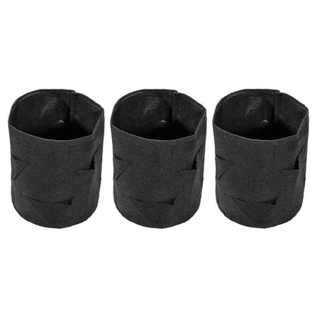 Uxcell 7 Gallon Felt Fabric Round Strawberry Grow Bags with 6 Side Pockets Dark Gray 3Pack