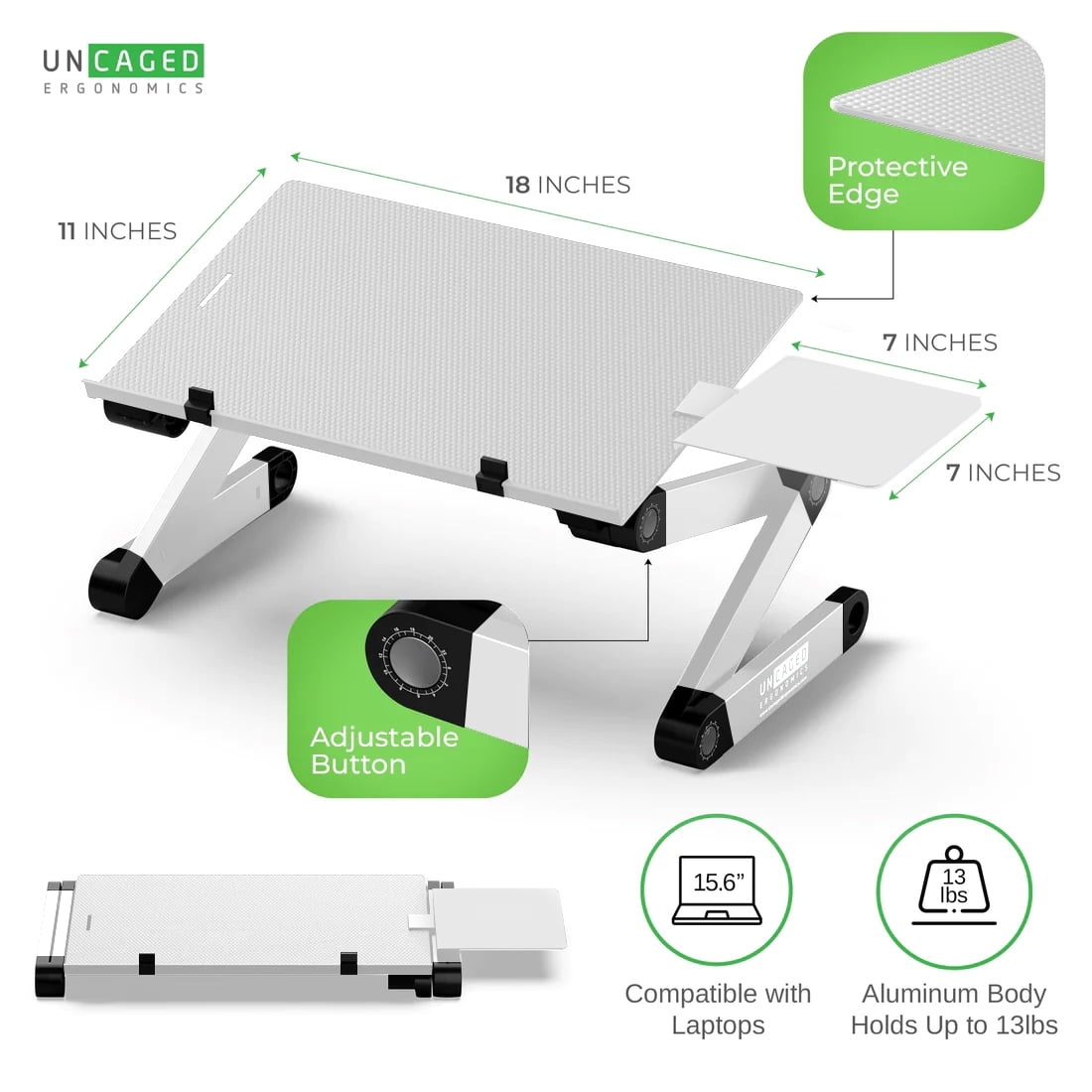 Adjustable Keyboard Stand and Mouse Tray – WorkEZ Aluminum Ergonomic Keyboard Riser for Desk or Standing Setup, Negative Tilt Keyboard Shelf for Comfortable Typing (Silver)
