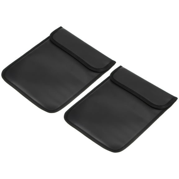 Faraday Bag, 2Pcs RFID Signal Blocking Pouch 11 Inch PU Wallet Anti-Tracking Anti-Spying, Black