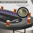 thumbnail image 2 of RayChee 84 inch Poker Table Foldable, 10 Player Folding Texas Holdem Table w/Inlaid LED Light, 2 USB & 2 Type-c Ports, Portable Blackjac for Texas Card Game w/Cup Holders and Padded Rails(Black), 2 of 6