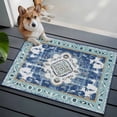 thumbnail image 4 of Blue Boho 2'x3' Washable Rug, Farmhouse Bohemian Medallion Oriental Flower Non-Slip Soft Doormat Area Rugs for Entrance Bathroom Bedsides, Carpet for Kitchen Bedroom, Entryway Floor Mat, 4 of 9