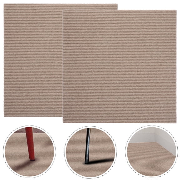 FONDOTIN 10Pcs Khaki Self-Adhesive Carpet Tiles for Easy to Apply and Remove Flooring in Home and Office