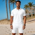 thumbnail image 6 of TaTaai Mens Two Piece Set Mens Solid Color Short Sleeve Shirt with Drawstring Shorts Casual Sports Summer Set Gift, 6 of 6