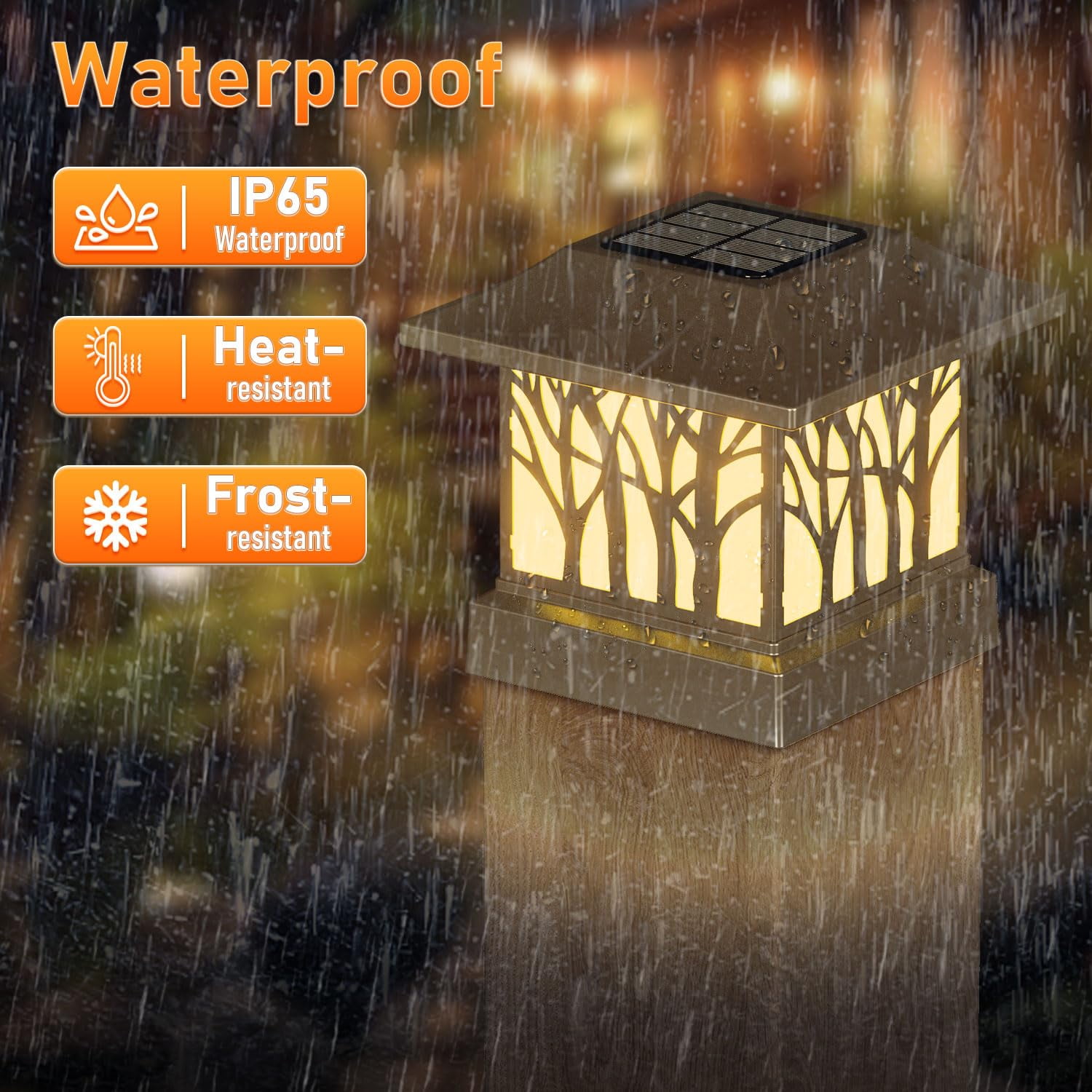 12 Pack Solar Post Cap Lights, Outdoor Fence Solar Powered Cap with 4 Lighting Modes Waterproof Light Decorative for Deck Patio or Garden Decor, Fits 4x4 Wood Vinyl Posts (Tree-Pattern Design)