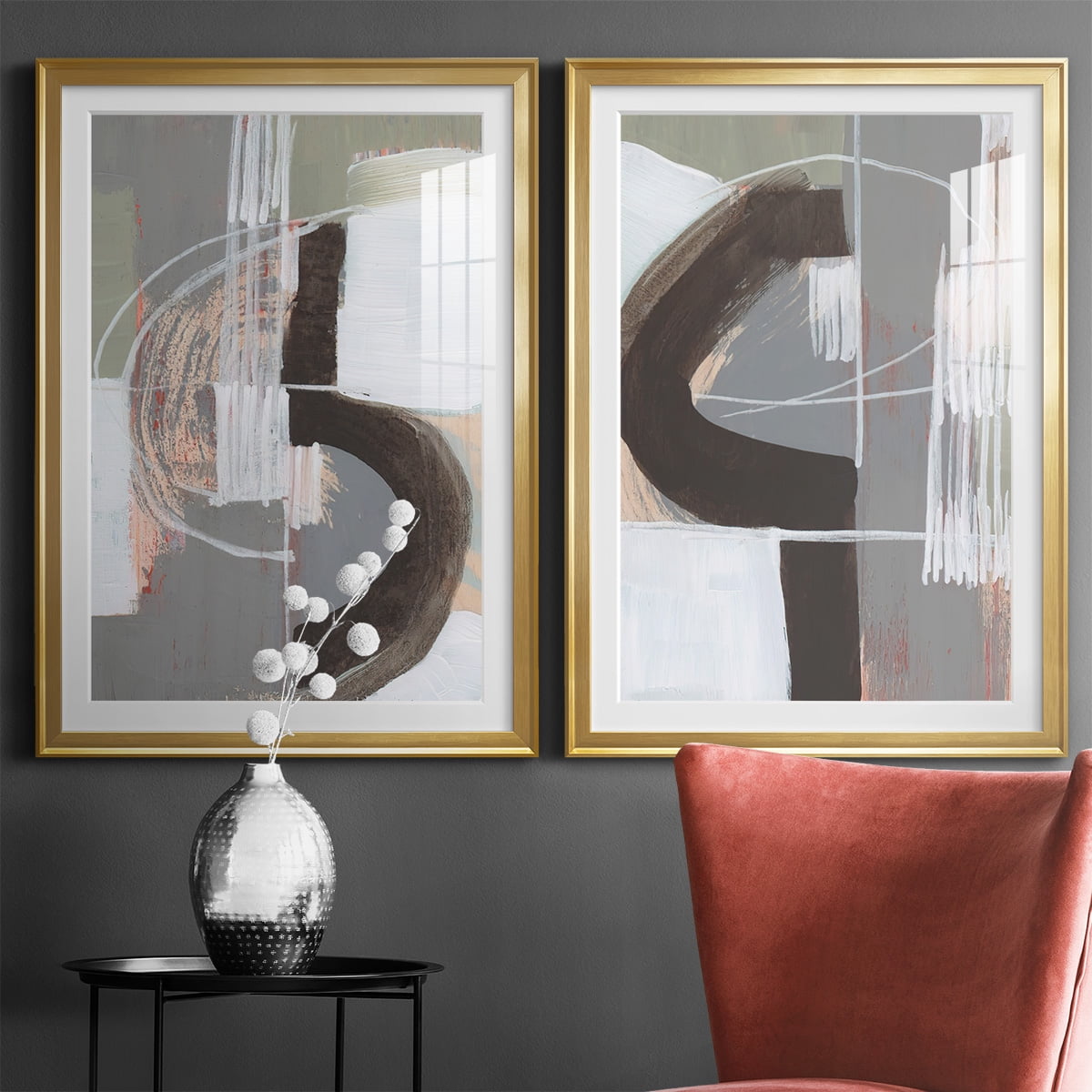 Wexford Home Arching Neutrals III Premium Framed Print, 18.5" x 24.5" - Ready to Hang, Gold (Set of 2)