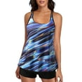 thumbnail image 2 of Baqcunre Swim Suits for Women 2024, Plus Size Tie Dye Graffiti Print Black Double Straps Tankini Top Swimsuits, Tankini Swimsuits for Women, Bikini Sets for Women Blue 2XL, 2 of 9