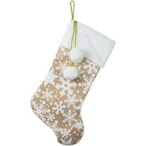 Northlight 20.5" Glittered Gold Christmas Stocking with Snowflakes and Pom Poms
