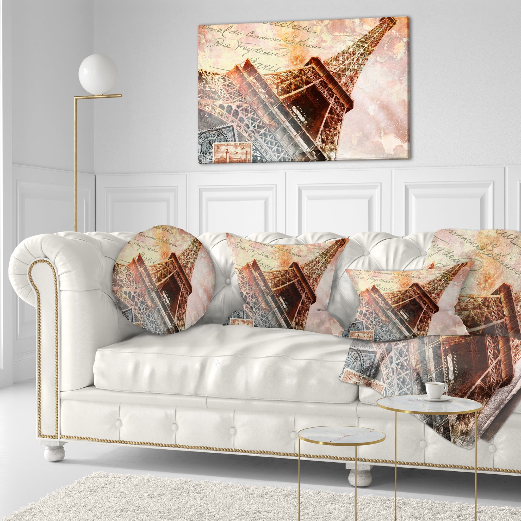 Designart Paris Eiffel TowerParis - Contemporary Throw Pillow - 12x20