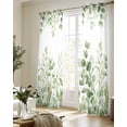 thumbnail image 5 of Light Green Eucalyptus Leaves Sheer Curtains 84 Inch Length 2 Panels Set for Living Room/Bedroom, Watercolor Spring Summer Botanical Kitchen Curtains Grommet Curtains Window Treatments 52"x84"x2, 5 of 7