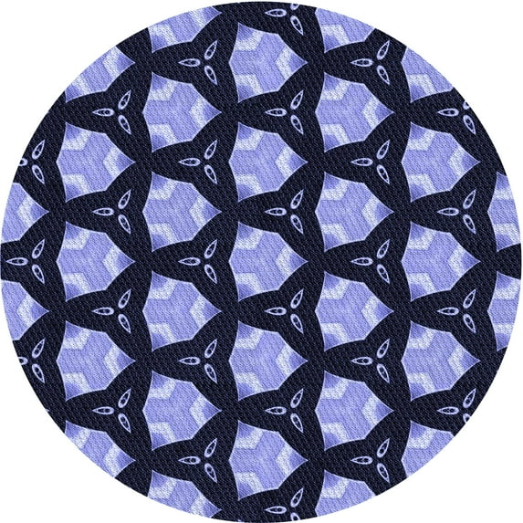 Ahgly Company Indoor Round Patterned Night Blue Area Rugs, 4' Round