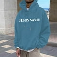 thumbnail image 2 of Tiweut Christian Jesus Saves Hoodies for Men Inspirational Religious Faith Sweatshirts Vintage Bible Verse Graphic Pullovers,A-Blue,Blue, 2 of 4
