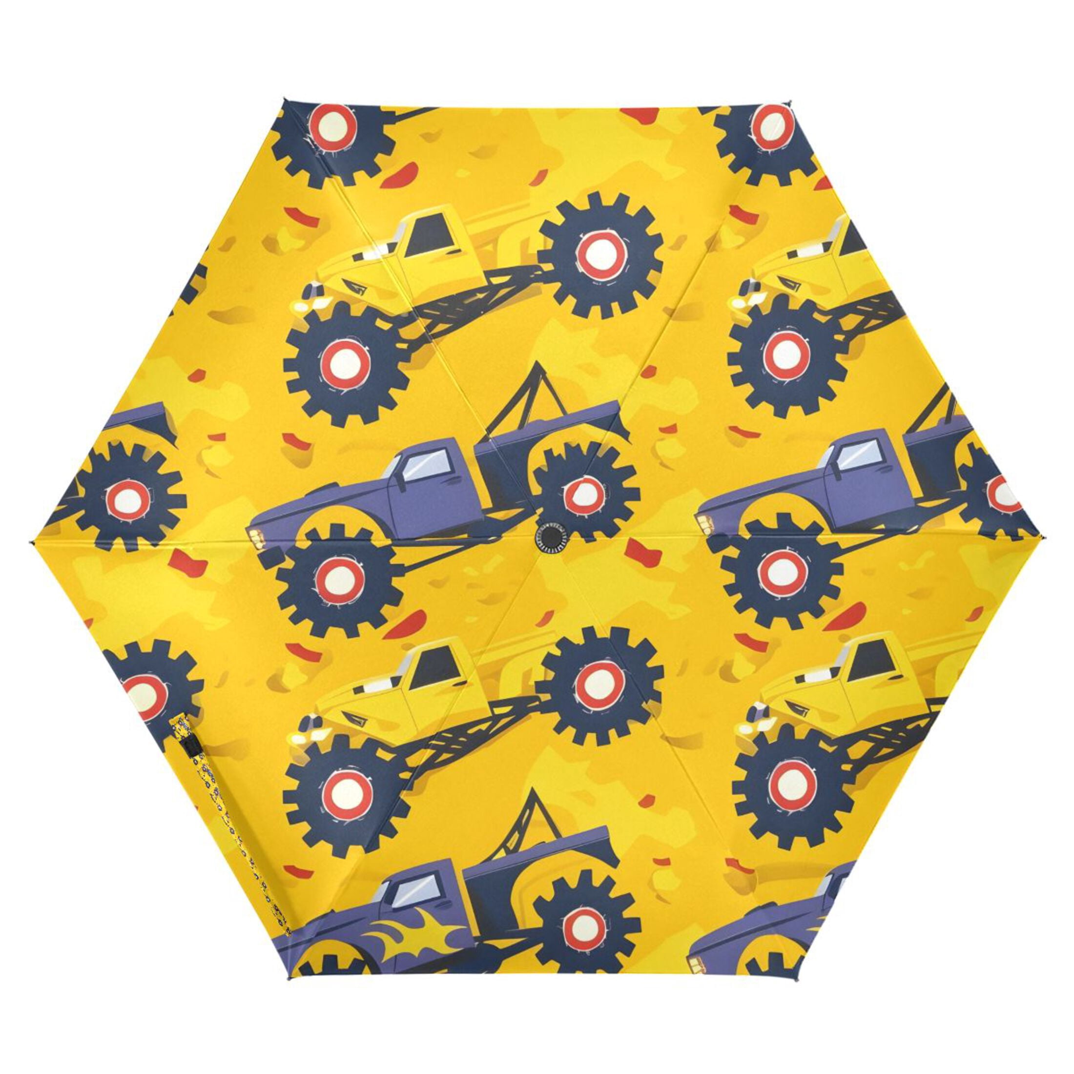 Cartoon Monster Truck Compact Sun Umbrella Windproof Travel Umbrellas for Rain Strong Portable UV Protection