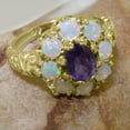 thumbnail image 6 of LBG British Made 9k Yellow Gold ring with Natural Amethyst & Opal Womens Statement Ring - 33 size options - Size 11.25, 6 of 8