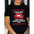 thumbnail image 1 of Women's Casual Sports T-shirt, Round Neck Short Sleeve, Letter And Lip Pattern Printed, Women's Clothing, 1 of 8