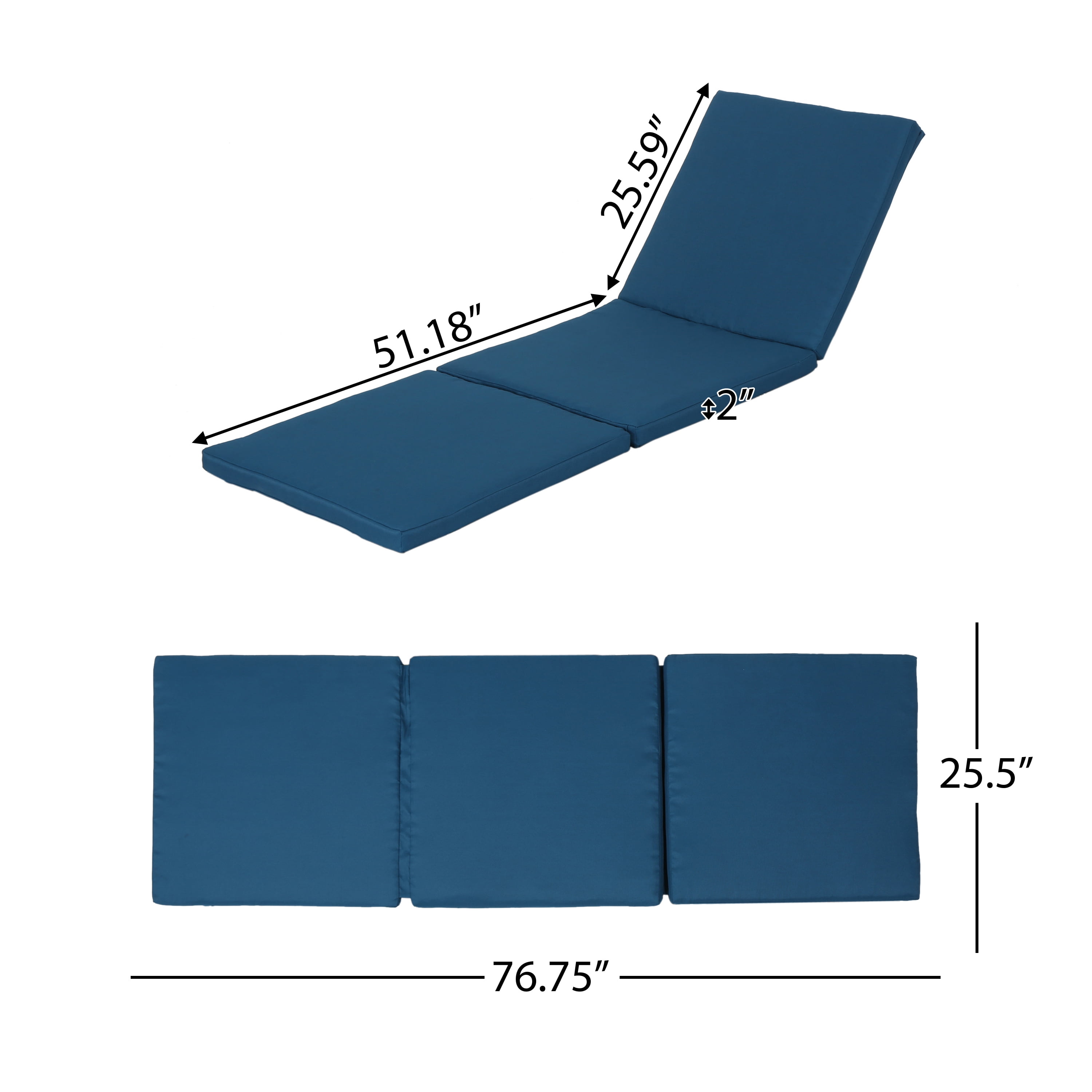 Outdoor Chaise Lounge Replacement Cushion, Soft Rest Pad for Patio Garden, Blue