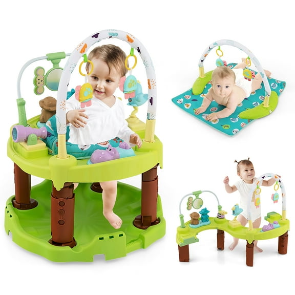 Costway 3-in-1 Baby Activity Center Toddler Bouncing Saucer with 3-Position Green