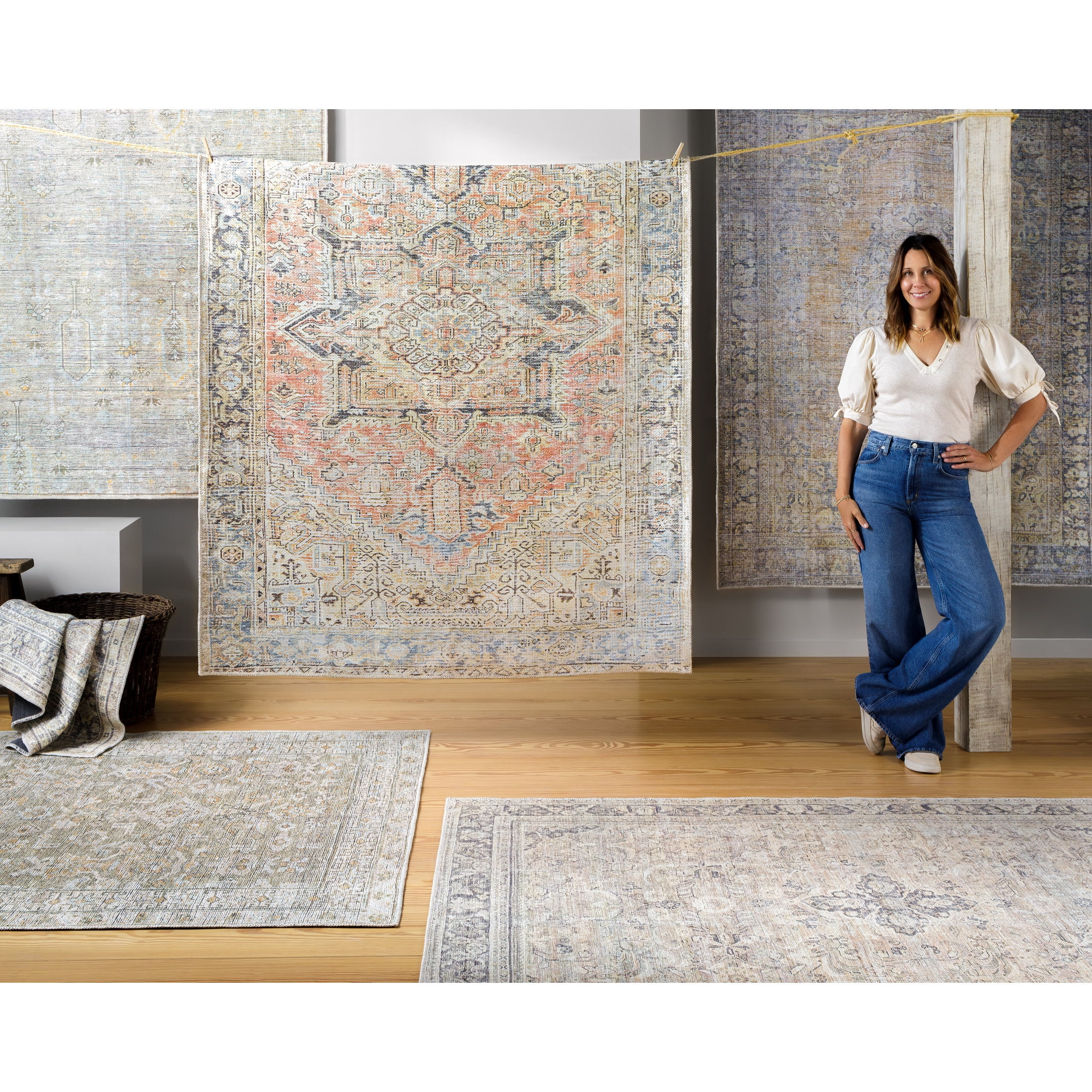 Livabliss x Becki Owens Ren Damask Washable Area Rug ,9' x 13'1",Faded Taupe