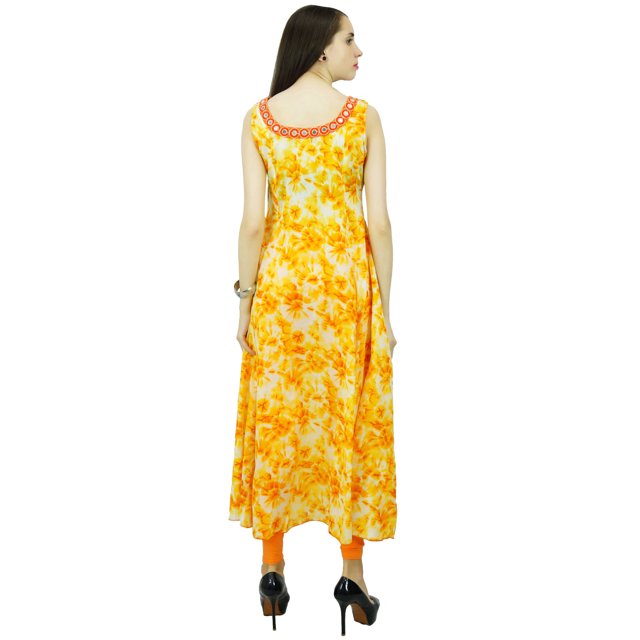 Phagun Kurti Anarkali Bollywood Floral Ethnique en Coton Robe de Designer