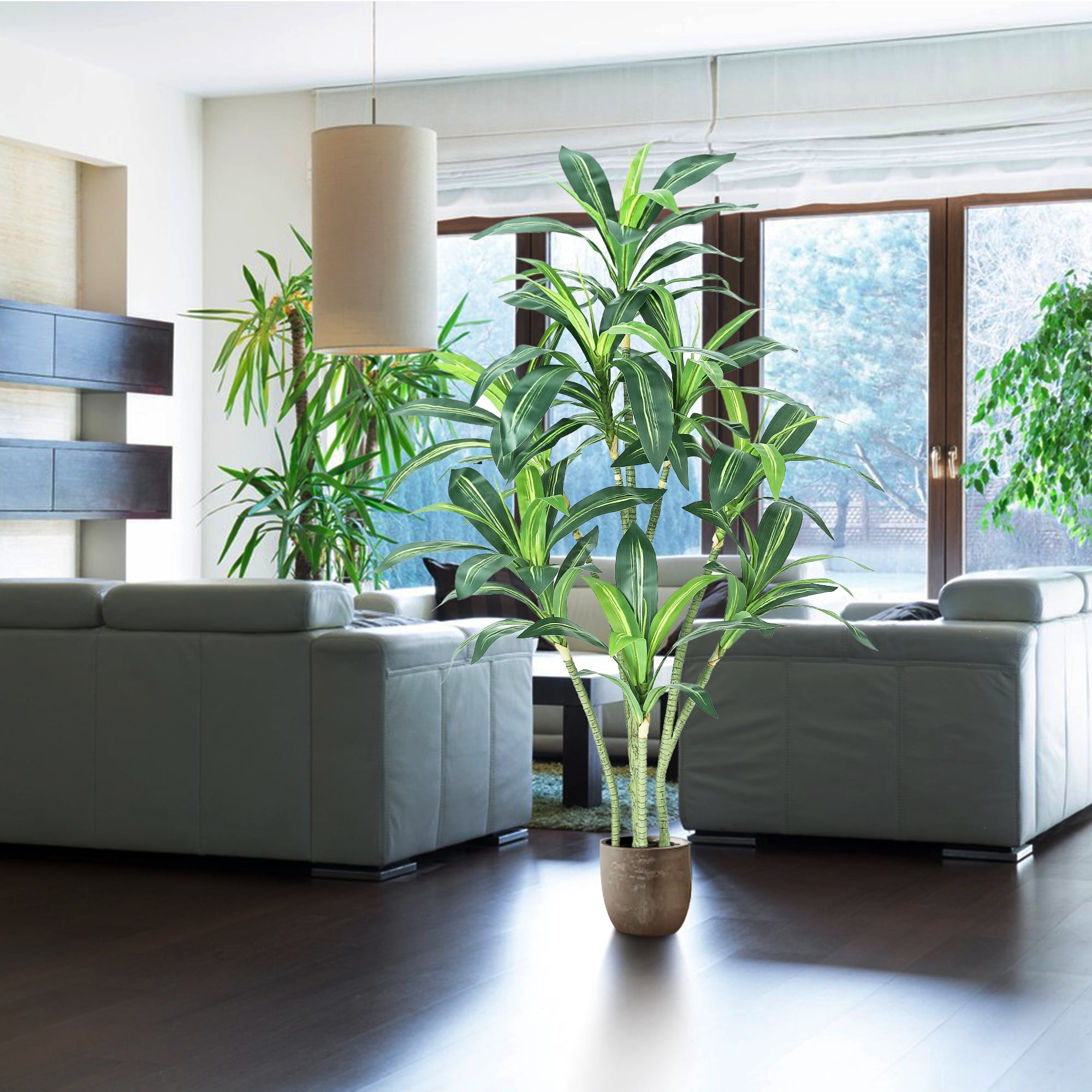 66"Artificial Dracaena Plant Tree, Faux Tropical Yucca Floor Plant Tree in Pot for Home Decor, Fake Plant for Indoor, Outdoor, Office Decor, All Season Green