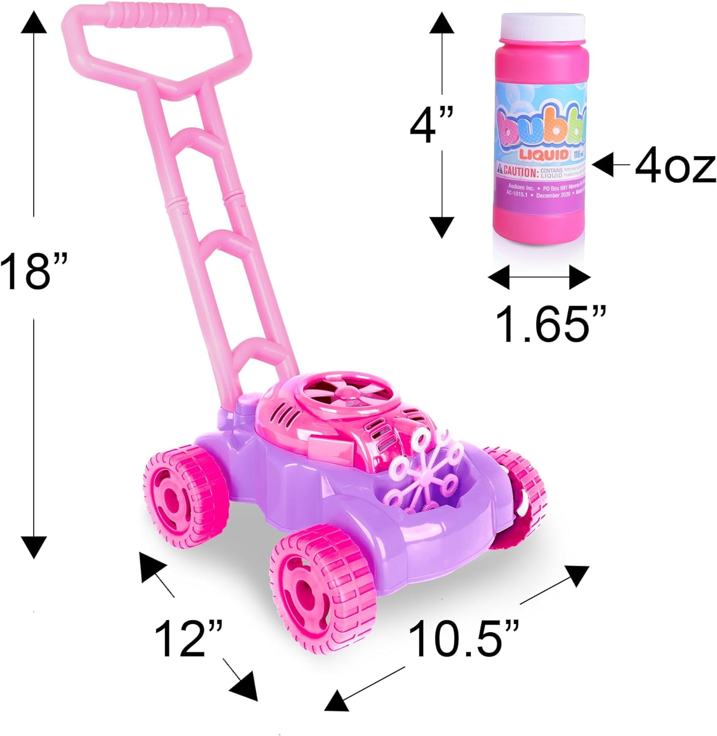 ArtCreativity Pink Bubble Lawn Mower, Toddlers, Bubble Solution Included