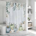 thumbnail image 6 of Green Blue Pumpkins Fall Shower Curtain, Waterproof Shower Curtains for Bathroom, Eucalyptus Leaves Thanksgiving Floral Washable Fabric Bathtub Curtain Set Bath Decor with 12 Hooks Standard 72"x72", 6 of 8