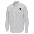 thumbnail image 2 of Men's Antigua Gray New York Yankees Ellis Woven Tri-Blend Button-Down Shirt, 2 of 3