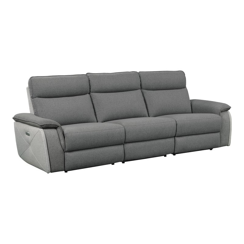 Lexicon Maroni 110" Fabric Double Reclining Sofa with Headrests in Dark