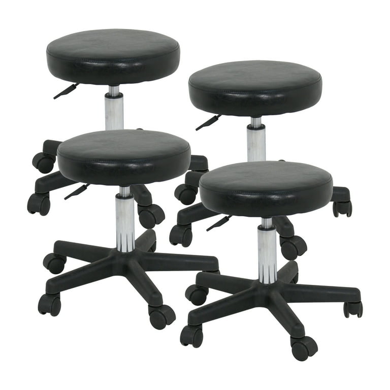 ZENY Set of Swivel Metal Salon Bar Stools, Backless Drafting