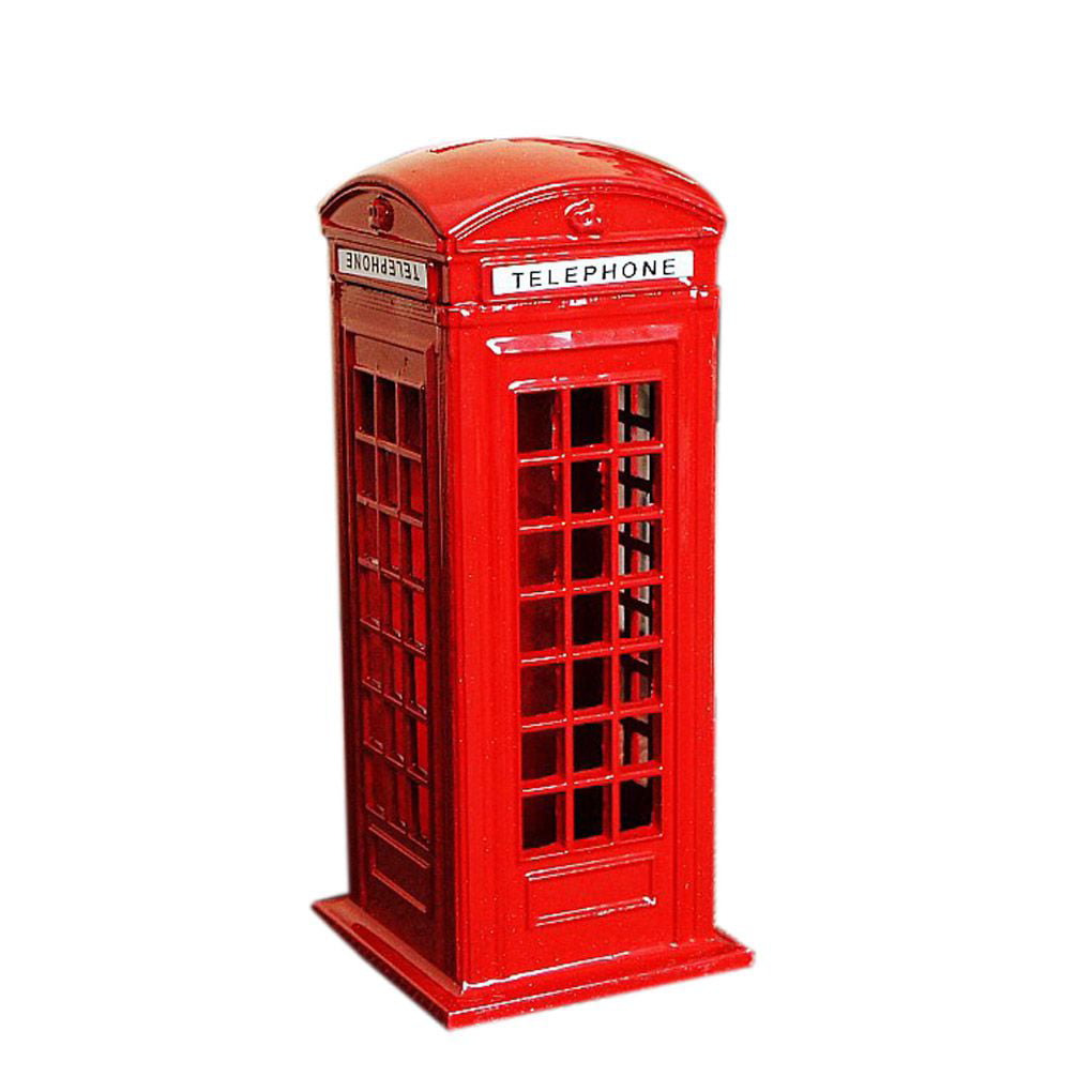 Vintage Retro Metal Iconic British Style London Telephone Box Booth Money Box 
