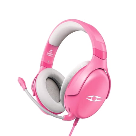 LIBERTY GAMER FLIT Head-mounted Gaming Headset 53mm Driver Unit Lightweight Design Detachable Microphone Wide Compatibility Pink