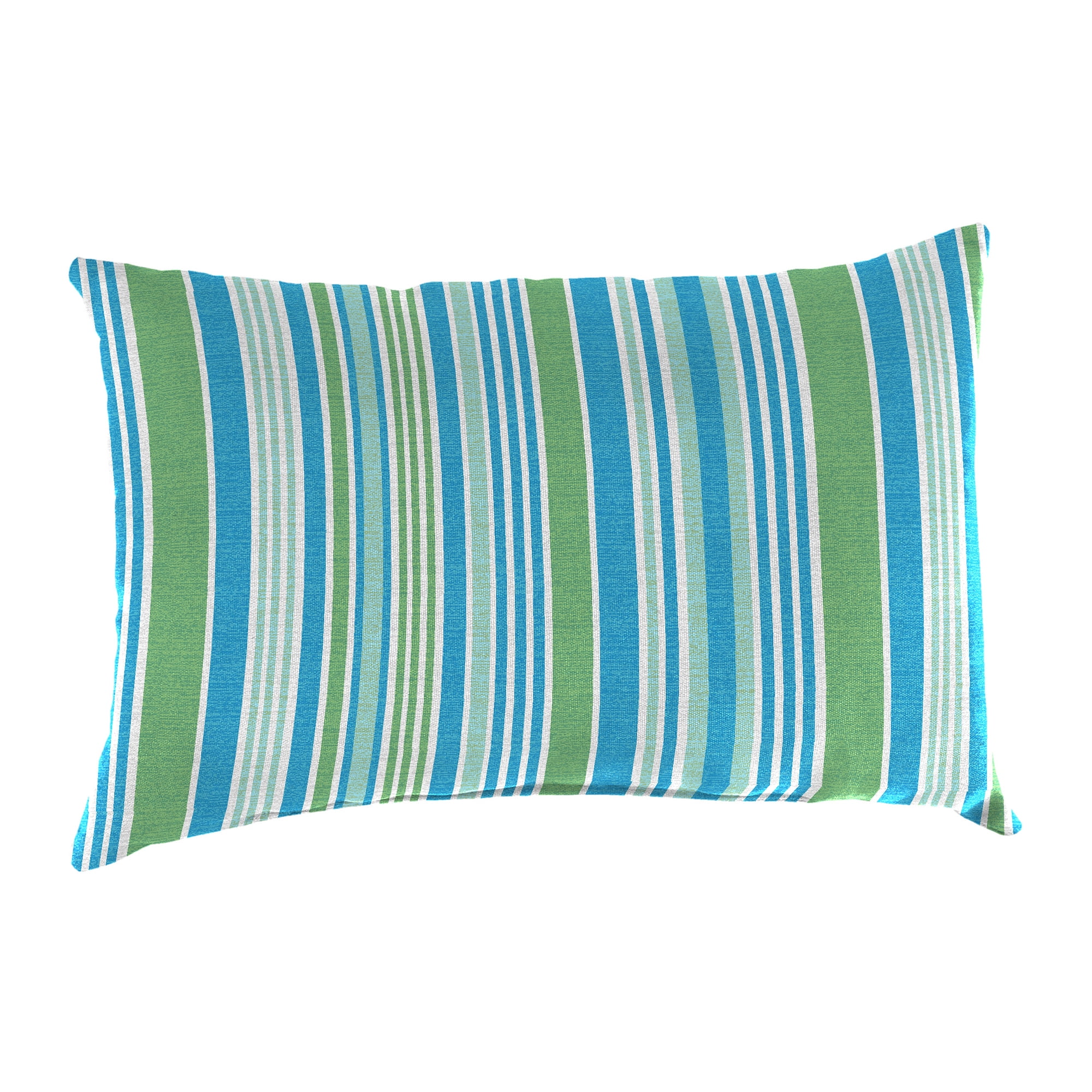 Jordan Manufacturing 12" x 18" Ferb Turquoise and Green Stripe Rectangular Outdoor Lumbar Throw Pillow (2 Pack)