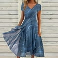 thumbnail image 3 of QJUHUNG Robe Midi Formelle pour Femmes Soirée Été Col en V Manches Courtes T-Shirt Soirée Invité de Mariage Style Asymétrique B-8 Cocktail Gris_i L, 3 of 6