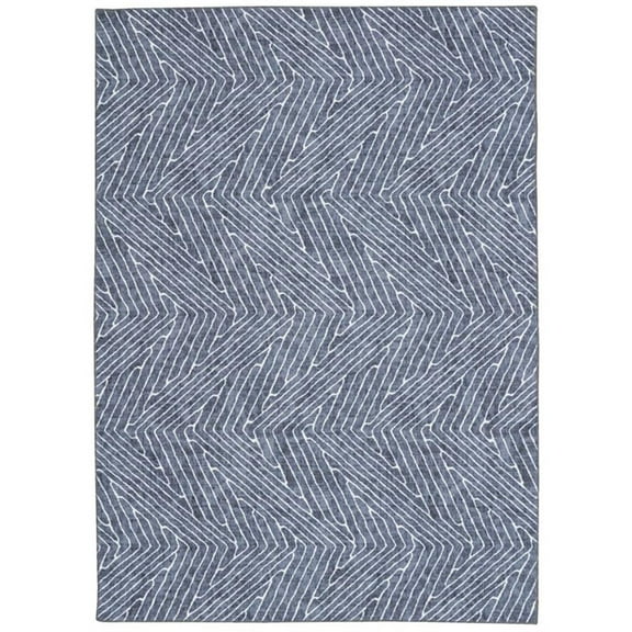Linon Washable Lathan Polyester 5'x7' Rug in Gray
