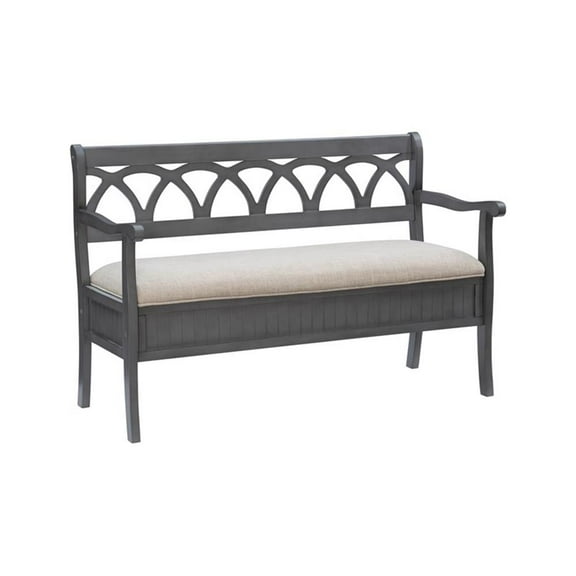 Pemberly Row Transitional Wood Storage Bench in Gray