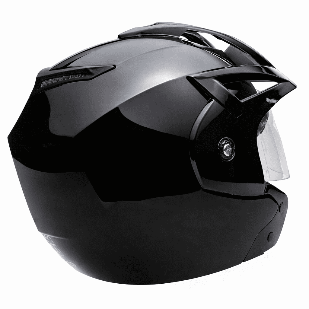 MMG Motorcycle Scooter Street Open Face Helmet DOT - Flip Up Shield - Gloss Black (Medium) Model 20