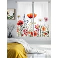 thumbnail image 2 of Pastoral Flowers Sheer Curtains 63 inches Long 2 Panels Set Colorful Daisy Floral Leaves Watercolor Sheer Window Curtain Rod Pocket Voile Drapes for Living Room/Bedroom, Each 52" W x 63" L, 2 of 7