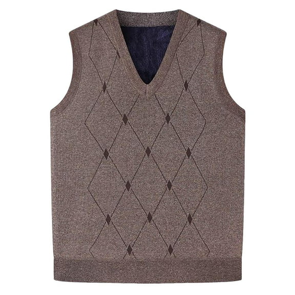 AnuYalue Mens Sweater Vest Fleece V-Neck Sleeveless Sweaters Casual Fall Winter Waistcoat Classic Fit Cold Weather Warm Vest